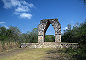 Puuc Road. View of El Arco. Kabah. Yucatan. Mexico.