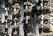 Puuc Road. Masks Palace (Codz Poop), particular of the facade. Kabah. Yucatan. Mexico.
