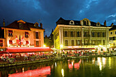 Thiou river and the riverside. Annecy. France.