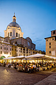 Restaurants in Piazza (square) delle Erbe. Mantova. Lombardy, Italy