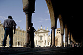 Piazza Sordello. Cathedral from the Palazzo del Podestà. Mantova. Lombardy, Italy