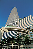 Metrorail & first union bank building, Miami downtown, Fl, USA