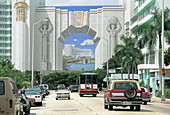 Fontainebleau Hotel huge mural on Washington. Miami Beach. Florida. USA