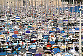 Sailing boats at quays, Vieux-port, Marseille, France