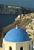 Blue church cupola. Santorini. Greece