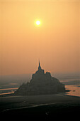 Aerial of Mont St. Michel. Normandy. France