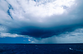 Clouds in tornado formation above the pacific ocean. French Polynesia