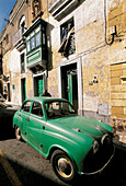 Old British car at main street. Mdina. Malta