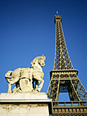 Eiffel Tower and Alma Bridge Statue. Paris. France