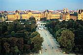 Tuileries Gardens and Louvre Museum. Paris. France
