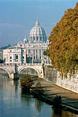 Tiber River, St. Peter s dome in background. Rome. Italy