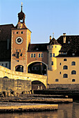 The old stone bridge. Regensburg. Bavaria. Germany