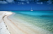 White sand beach and Lagoon in Rangiroa atoll. Tuamotu Islands. French Polynesia