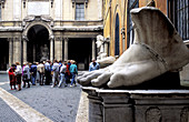 Foot of huge Constantine s statue. Conservatori Museum. Rome. Italy