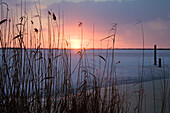 Sunset in winter, Usedom Island, Mecklenburg-Western Pomerania, Germany