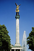 Column of the peace angel (Friedenengel). Munich (Munchen). Bavaria. Germany