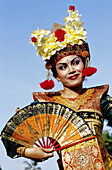 Young female LeGong dancer in a temple. Bali island. Indonesia (Model released)