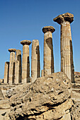 Ruins of Hercules Temple of Concorde built 6th century AD in classical doric style. Agrigente. Sicily. Italy