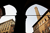 The twin towers of Asinelli and Garisenda in Bologna Emilia Romagna, Italy