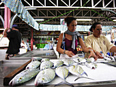 The central market in Papeete. Tahiti island. French Polynesia. South Pacific.