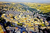 Aerial of the village of Valensole. Alpes de Haute-Provence, Provence, France