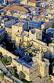 Aerial photography of the citadel, Jerusalem. Israel