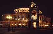 Semper Opera at night. City of Dresden. Saxony. Germany.