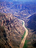 Aerial view on Colorado river, Grand Canyon. Arizona, USA
