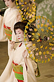 Kyogen (form of traditional Japanese theater) performance in a theatre, Pontocho quarter. Kyoto. Kansai, Japan