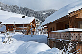 The rental luxury chalets Chalets de Mavarin or Lodge Montagnard . Megeve winter resort. Haute-Savoie (74). France