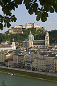 Austria, Salzburg, cityscape showing Schloss Hohensalzburg dom vista