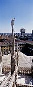 Cathedral and Royal Palace as seen from the Duomo. Milan. Italy.