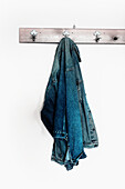  Color, Colour, Concept, Concepts, Denim, Garment, Hang, Hanger, Hangers, Hanging, Indoor, Indoors, Inside, Interior, Jacket, Jackets, One, Style, Vertical, Wall, Walls, Young, Youth, D56-452585, agefotostock 