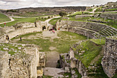 Segobriga archeological site. Roman ruins, amphitheatre near Saelices. Cuenca province, Castilla-La Mancha. Spain