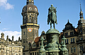 King Johann of Saxony statue and clock tower, Dresden. Germany