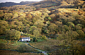 Lone cottage in Snowdonia National Park. Wales, UK