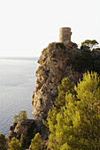 Ses Animes tower, lookout built 17th century. Banyalbufar. Majorca, Balearic Islands. Spain