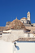 Santo Domingo Church with cathedral in background. Ibiza, Balearic Islands. Spain