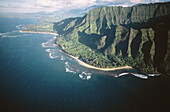 Aerial view of Haena State Park. Kauai. Hawaii