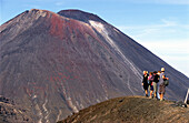 Menschen stehen vor dem Mt.Ngauruhoe, Tongariro Crossing, Tongariro Nationalpark, Nordinsel, Neuseeland