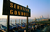 Gondolas and Santa Maria della Salute church in background. Venice. Italy