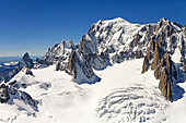 Aerial photography on the Mont Blanc massif from a small plane. Haute Savoie (74). France