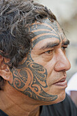 Stopover in Puamau, Maurice Poevai, carver, fisherman and coprah maker. Hiva Oa island. Marquesas archipelago. French Polynesia