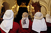 Costaleros (bearers) at church during Holy Week. Osuna, Sevilla province. Spain