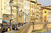 Lungarno Mediceo (boulevard along Arno River) with Palazzo Medici and the Museo Nazionale di San Matteo. Pisa. Tuscany, Italy