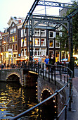 Bridge on Kloveniersburgwal canal. Amsterdam, Netherlands