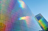 Quantum Field X3 exhibition, by Hiro Yamagata. Structure covered with holographic panels. Guggenheim Museum. Bilbao, Bizkaia. Euskadi.