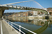 Zubizuri bridge, made by Santiago Calatrava. Bilbao. Bizkaia. Euskadi. Spain.