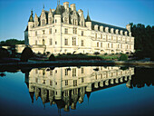 Chenonceaux Castle built as a bridge on Cher River. Val-de-Loire. France