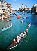 Historical boats parade (Regata Storica) on Grand Canal. Venice. Italy
